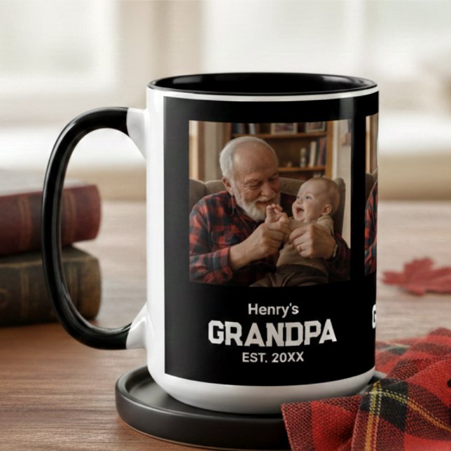 Taza Bicolor Modern Grandpa Established Est. Name Year Photo (Subido por el creador)