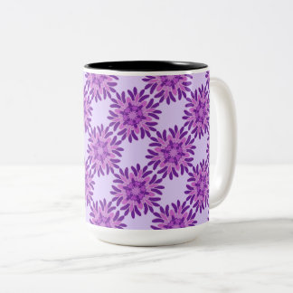 Taza Bicolor Modern Lavender & Purple Daisy Floral