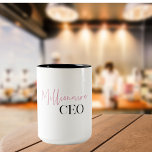 Taza Bicolor Modern Minimal Millionaire CEO | Rosa Y Negro<br><div class="desc">Presentación del "Director Ejecutivo de Modern Minimal Millionaire | Colección rosa y negro"! Eleva tu estilo y haz una potente declaración con nuestro exclusivo producto que presenta el cautivador diseño del texto "Millionaire CEO" en una elegante combinación de rosa y negro.</div>