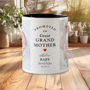 Taza Bicolor Moderna Ascendida a Bisabuela 2 Foto Divertida