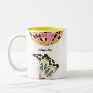 Taza Bicolor Moderna Cowgirl Legs Cowboy Disco Ball