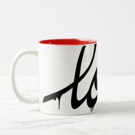 Taza Bicolor Moderna escritura manuscrita Amor Añadir tu nombre