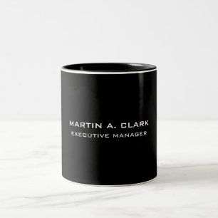 Taza Bicolor Moderna Llanura Minimalista Elegante Negro y Blanc
