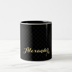 Taza Bicolor Moderna Moda de cuadros negros elegante nombre de 