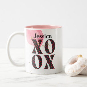 Taza Bicolor Moderna negrita XOXO Feliz regalo de San Valentín
