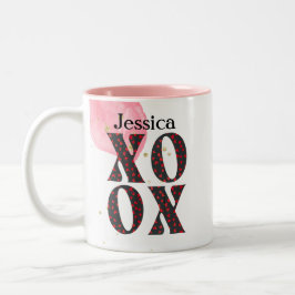 Taza Bicolor Moderna negrita XOXO Feliz regalo de San Valentín