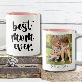 Taza Bicolor Moderna Y Cuta Mejor Mamá Nunca Niños Nombres Foto