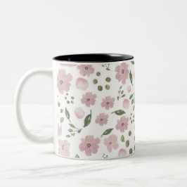 Taza Bicolor Moderna y elegante madre-en-día peluca floral rosa