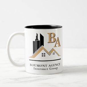 Taza Bicolor Moderno Agrega Tu Propio Logo Profesional Negro Or