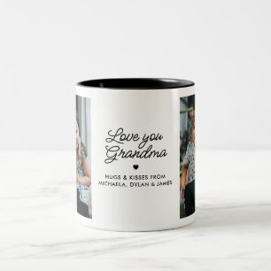 Taza Bicolor Moderno "Ama a tu abuela" 2-Photo Elegant Script