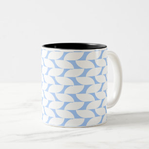 Taza Bicolor Moderno café geométrico azul y blanco