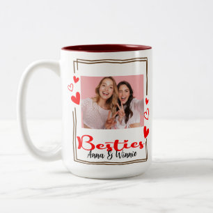 Taza Bicolor Moderno Chic Minimalista Mejores Amigas Foto BFF