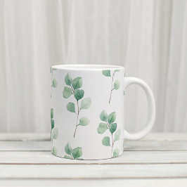 Taza Bicolor Moderno color de agua Eucalipto Patrón verde