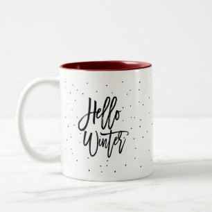 Taza Bicolor Moderno Diversión Hola Invierno Cómodos Puntos De