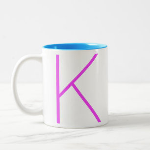 Taza Bicolor Moderno Divertido Brillo Neón Mínimo Monograma De 
