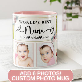 Taza Bicolor Moderno mejor Personalizado Nana Collage de fotos