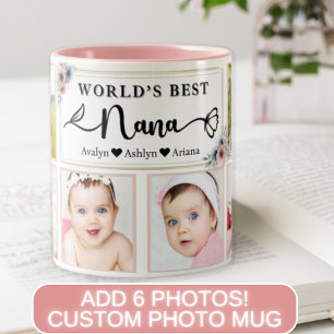 Taza Bicolor Moderno mejor Personalizado Nana Collage de fotos 