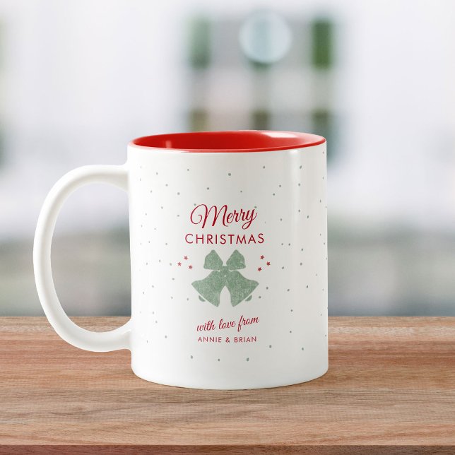 Taza Bicolor Moderno Rústico Merry Christmas Bells Stars Countr (Subido por el creador)