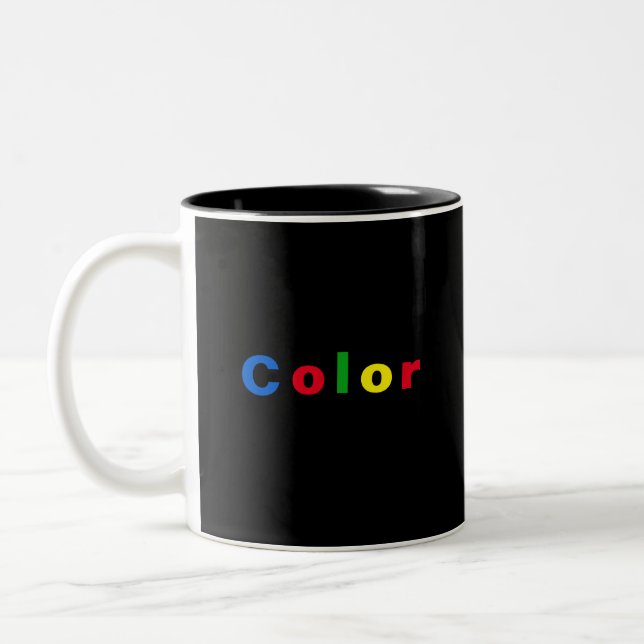 Taza Bicolor Moderno texto multicolor editable en negro (Izquierda)
