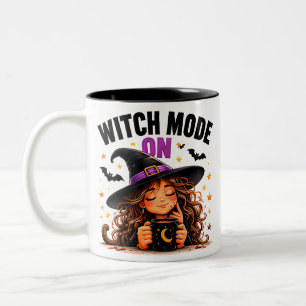 Taza Bicolor Modo Bruja Activado Amante del Café Mágico de Hall