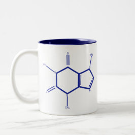 Taza Bicolor Molécula del cafeína - azul