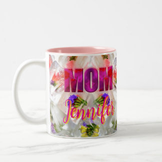 Taza Bicolor 'Mom-Boss-Fire' – Diseño floral en cubos 