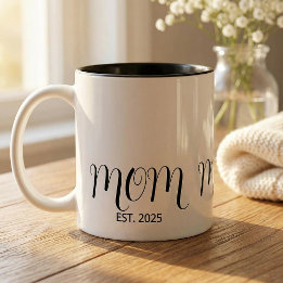 Taza Bicolor Mom Established Black Script New Mom Gift 
