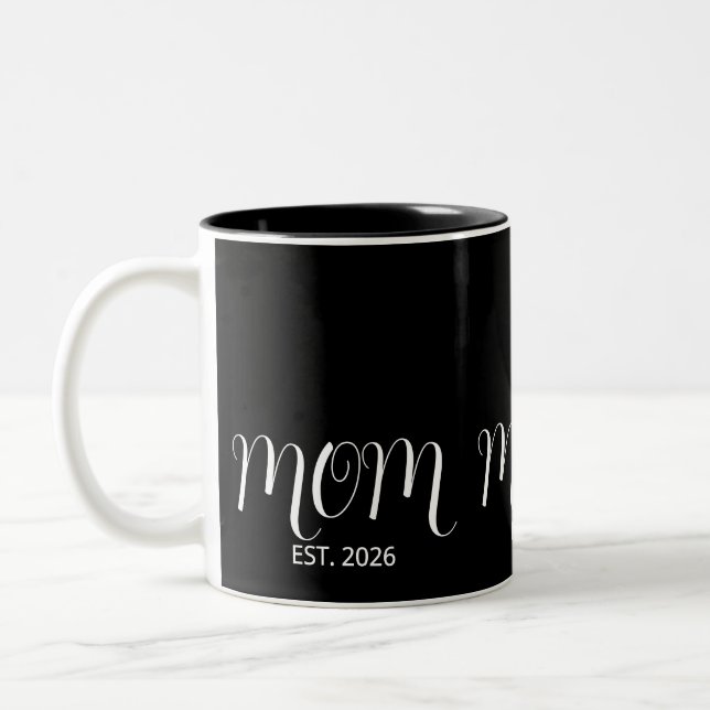 Taza Bicolor Mom Established Black Script New Mom Gift  (Izquierda)