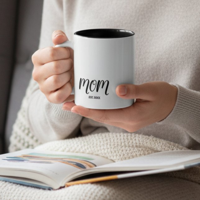 Taza Bicolor Mom Established New Mom Gift (Subido por el creador)