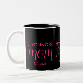Taza Bicolor Mom Established New Mom Gift Pink Custom Name