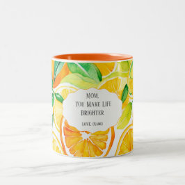 Taza Bicolor Mom You Make Life Brighter – Citrus Two‑Tone Mug