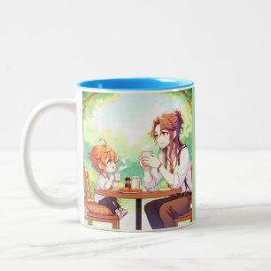 Taza Bicolor Momentos de la mañana - Chibi Padre y Café Niño Mu