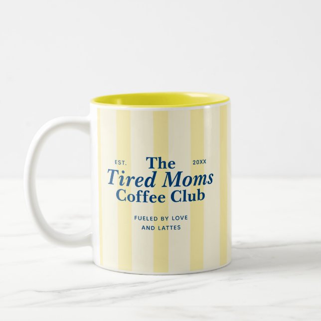 Taza Bicolor Moms Club Typography Yellow Stripes (Izquierda)