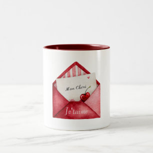 Taza Bicolor Mon Cheri (mi querido) Je'taime (Te amo)