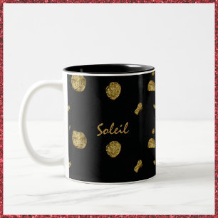 Taza Bicolor Monedas elegantes de oro y negro