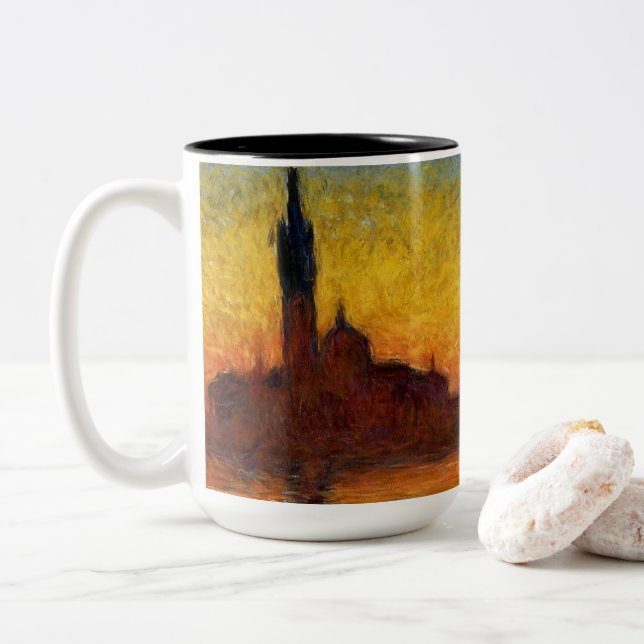 Taza Bicolor Monet Sunset Venecia Colorido Impresionismo Arte (Con donut)