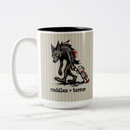 Taza Bicolor Mono de calcetín de hombre lobo monstruo adorable 