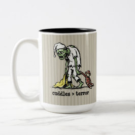Taza Bicolor Mono de calcetín zombie de hombre viejo lindo Jugu