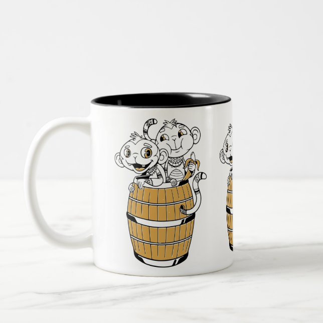 Taza Bicolor Mono tribal personalizado (Izquierda)