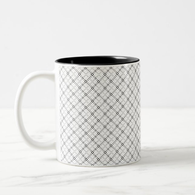 Taza Bicolor Monochrome Geometric Texture|Seamless Diamond Look (Izquierda)