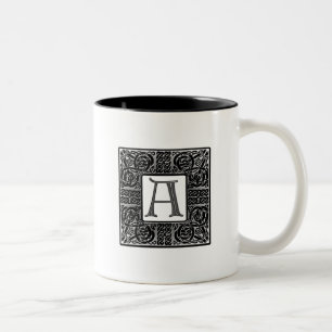 Taza Bicolor Monograma Celta "A" Plateado
