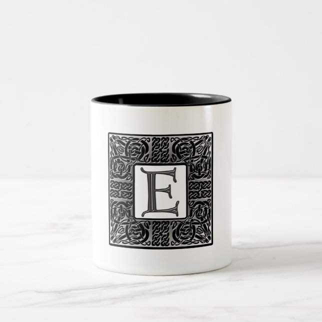 Taza Bicolor Monograma Celta "E" Plateado (Centro)