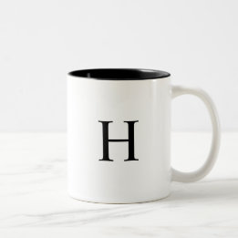 Taza Bicolor Monograma Clásico Elegante Negro