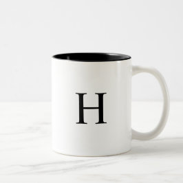 Taza Bicolor Monograma Clásico Elegante Negro