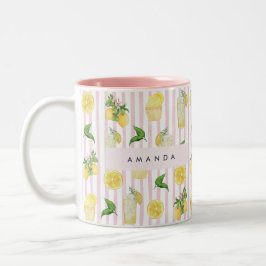 Taza Bicolor Monograma Color de agua personalizado Lemons Lemon