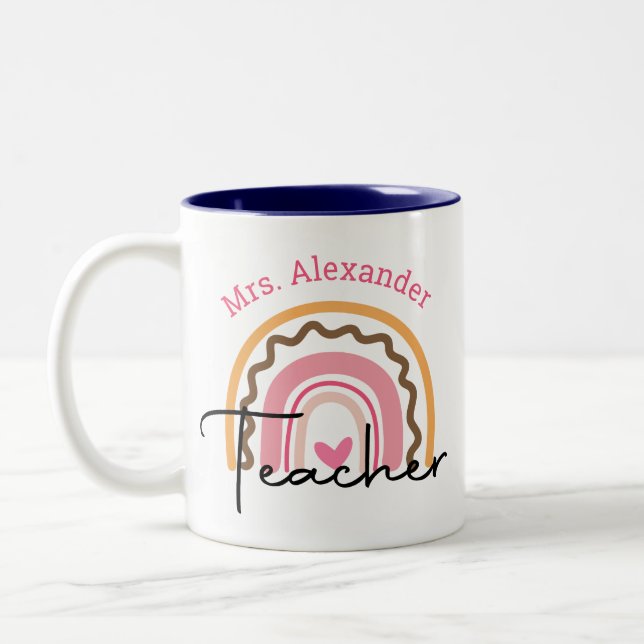Taza Bicolor Monograma de aprecio del profesor de arcoiris de C (Izquierda)