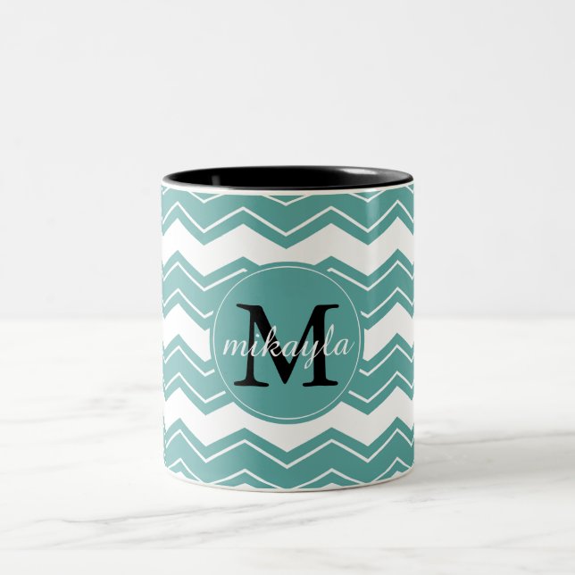 Taza Bicolor Monograma de Chevron Minty (Centro)
