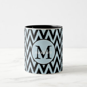 Taza Bicolor Monograma de Chevron negro azul