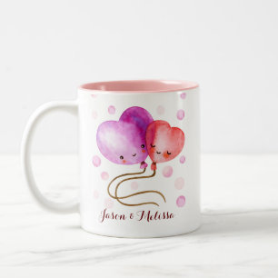 Taza Bicolor Monograma de globos El día de San Valentín lindo