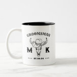 Taza Bicolor Monograma de Groomsmen Personalizado de Cowboy Occ<br><div class="desc">Regalos personalizados para los padrinos con tema de vaquero del oeste. Decorada con gorra de vaquero con letra occidental vintage. El texto y el color de fondo son editables utilizando la herramienta de diseño para que se ajuste a su ocasión. Obtén este regalo de personalizar para boda, despedida de soltero,...</div>